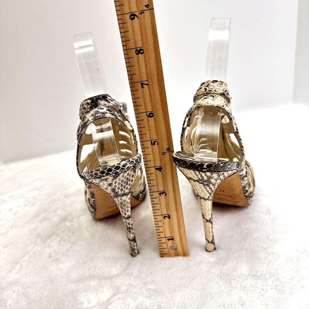 Jimmy Choo Women's Snakeskin Heels Strappy Sandals Front Gold Zip Python SZ 37 - Picture 5 of 14